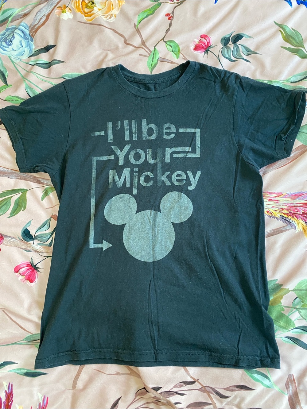 100% Cotton Black 'I'll Be Your Mickey' Graphic Disney Tee